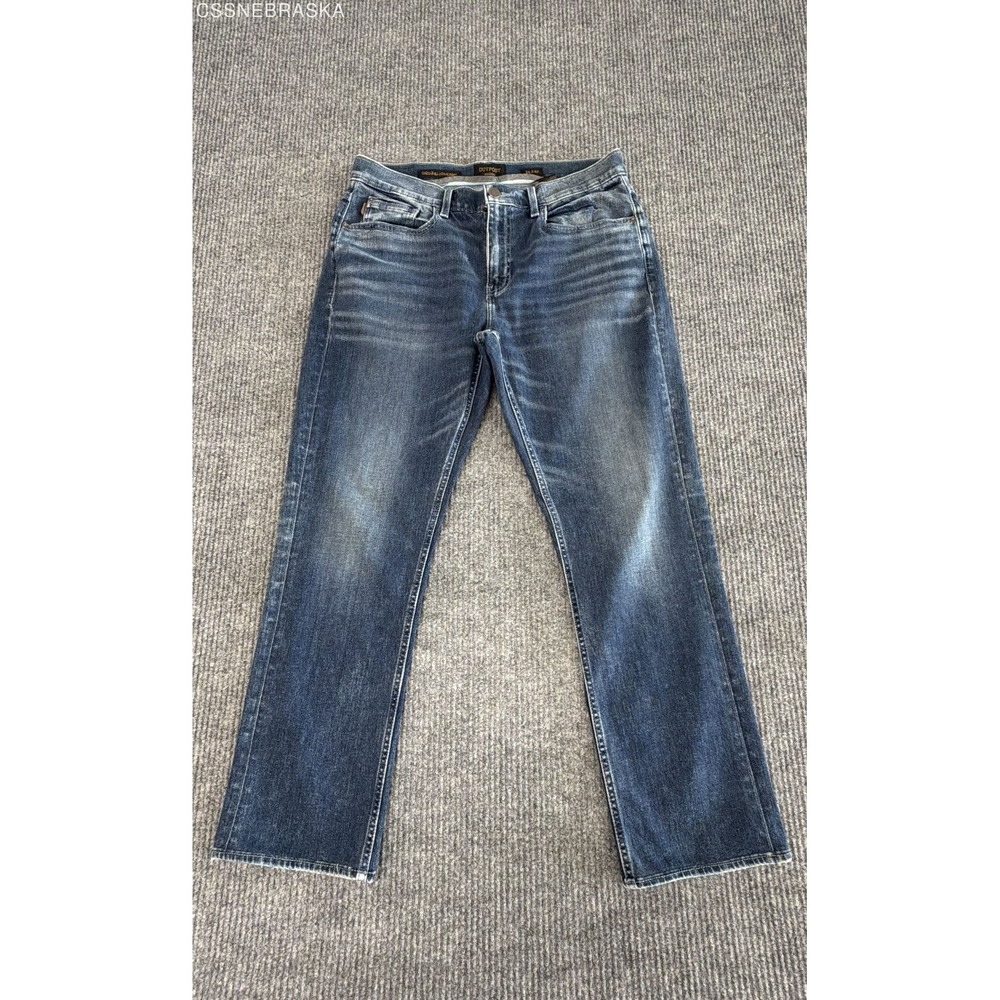 Outpost Makers Men's Original Straight Blue Stretch Whiskered Jeans Sz 34x32